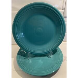 Vtg Homer Laughlin Fiesta Turquoise‎ Plates 10.5" Set Of 2 Dinner Large Plates